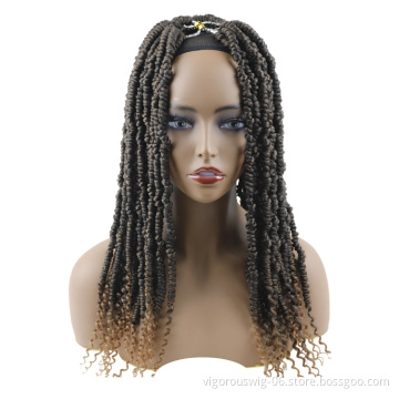 Vigorous Wholesale Fiber Hande Twist Wig Extension Short Darling Brown Pre Plucked Curly African Crochet Braid Hair